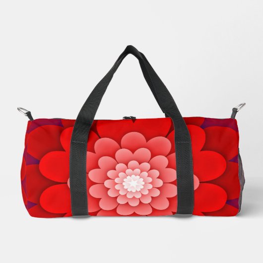 赤い花の曼荼羅-58566 ダッフルバッグ (正面)