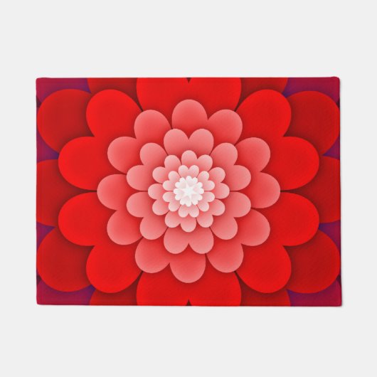 赤い花の曼荼羅-58566 ドアマット (正面)
