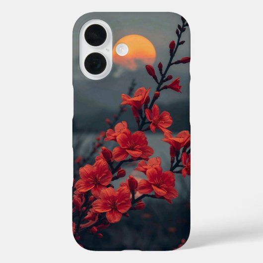 赤い花の月 スマホケース | エレガントな赤い花 Case-Mate iPhoneケース (裏面)