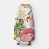 赤い花の模様 ボトルクーラー (正面)