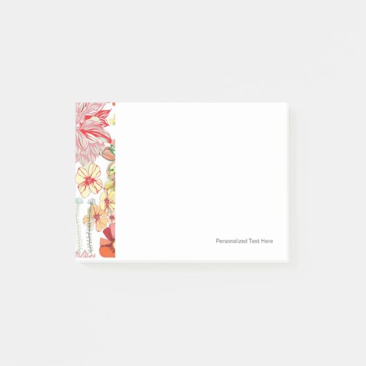 赤い花の模様 ポストイット (正面)