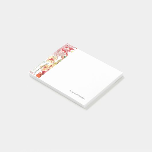 赤い花の模様 ポストイット (アングル)