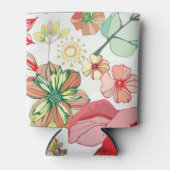 赤い花の模様 缶クーラー (正面)