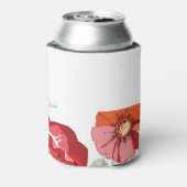 赤い花の模様 缶クーラー (缶裏面)