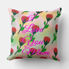 赤い花の母の日のメッセージ クッション