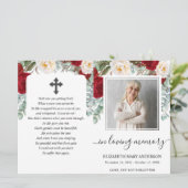 赤い花の水彩写真　葬儀フルプログラム 招待状 (スタンド正面)