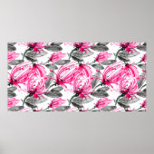 赤い花の水彩及びインクイラストレーション ポスター (正面)