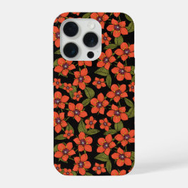 赤い花の水彩 iPhone 15 PROケース