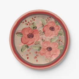 赤い花の特別な機会紙プレート ペーパープレート