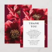 赤い花の生命のお祝い 追悼式 サンキューカード (正面/裏面)