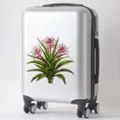赤い花の穂のあるブロメリアの植物 シール (スーツケース)