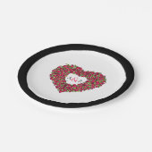 赤い花の結婚チューリップハートブーケモノグラム ペーパープレート (アングル)