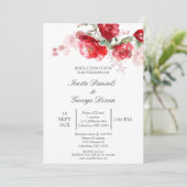 赤い花の結婚式招待状 招待状 (スタンド正面)