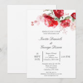 赤い花の結婚式招待状 招待状 (正面/裏面)