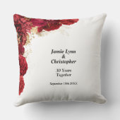 赤い花の結婚記念日のスロー枕 クッション (裏面)