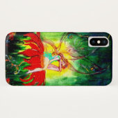 赤い花の緑の黄色の上で夢を見る妖精 Case-Mate iPhoneケース (裏面(横))