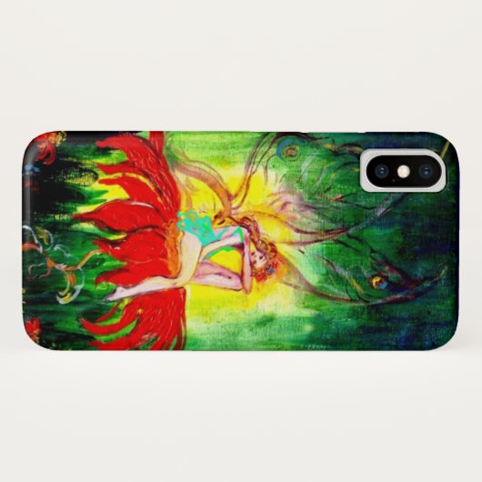 赤い花の緑の黄色の上で夢を見る妖精 Case-Mate iPhoneケース (裏面(横))