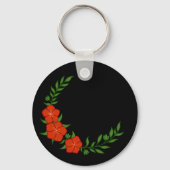 赤い花の美しいクラウンクレセント キーホルダー (正面)