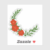 赤い花の美しいクラウンクレセント シール (シート)