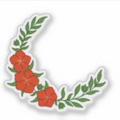 赤い花の美しいクラウンクレセント シール (正面)