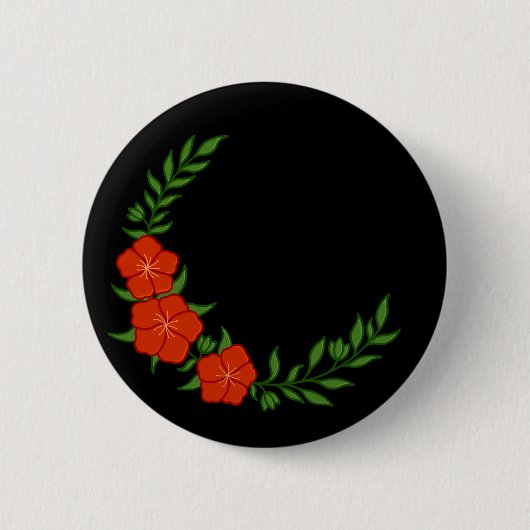 赤い花の美しいクラウンクレセント 缶バッジ (正面)