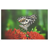 赤い花の美しい蝶 ファブリック (ヤード)