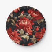 赤い花の芍薬 ペーパープレート (正面)