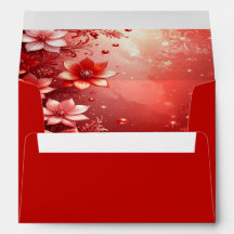 赤い花の華やかな封筒