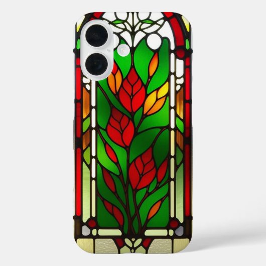 赤い花の華麗なステンドグラスアート Case-Mate iPhoneケース (裏面)