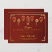 赤い花の金ゴールド中国のは結婚囲い エンクロージャーカード (正面/裏面)