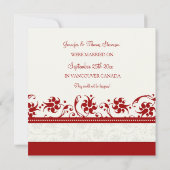 赤い花の駆け落ちの発表カード 案内状 (裏面)