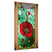 赤い花の鮮やかなステンドグラスアート クリップボード (右)