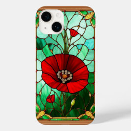 赤い花の鮮やかなステンドグラスアート Case-Mate iPhone 14ケース