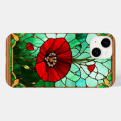 赤い花の鮮やかなステンドグラスアート Case-Mate iPhoneケース (裏面 (横))