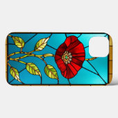 赤い花の鮮やかなステンドグラスアート Case-Mate iPhoneケース (裏面 (横))