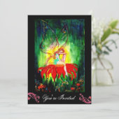 赤い花の黒い黄色の緑の上で夢を見る妖精 招待状 (スタンド正面)