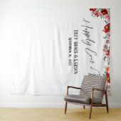 赤い花の「幸せな日々が続くように」写真用背景 タペストリー (インサイチュ(横))