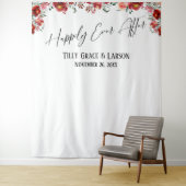 赤い花の「幸せな永遠」写真用背景 タペストリー (インサイチュ)