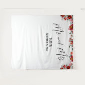 赤い花のMr. and Mrs. フォトバックドロップ タペストリー (正面(横))