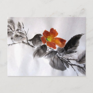 赤い花はがき ポストカード