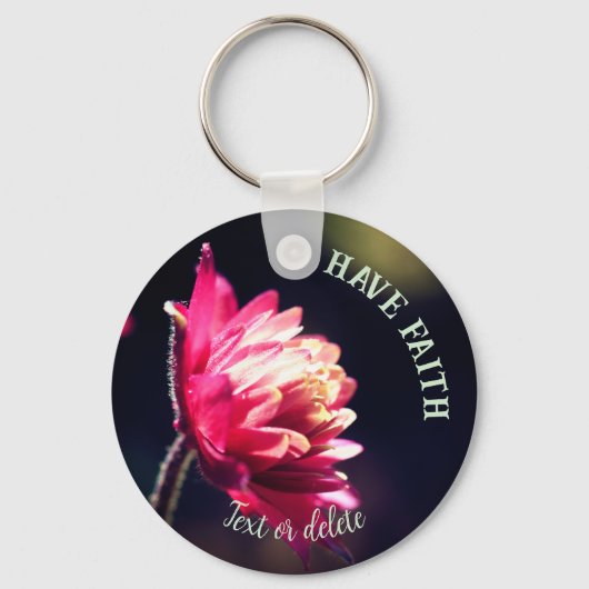 赤い花は信仰を持って感動的いるパーソナライズされた キーホルダー (正面)