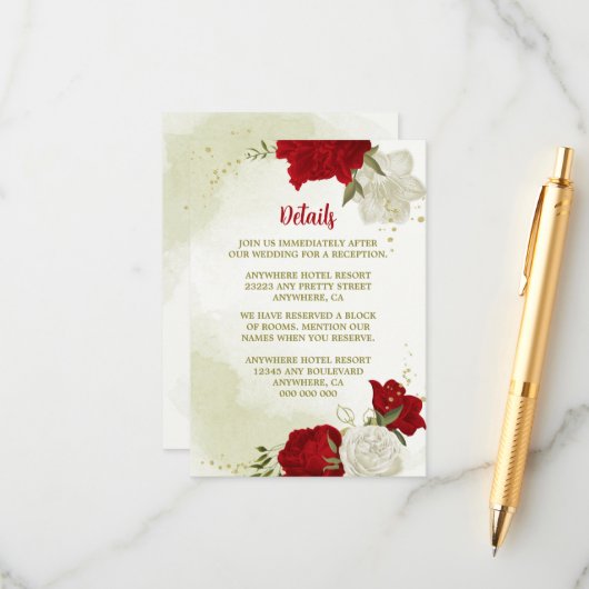 赤い花は緑葉 エンクロージャーカード (正面/裏面インサイチュ)