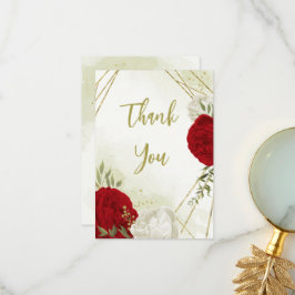 赤い花は緑葉 サンキューカード