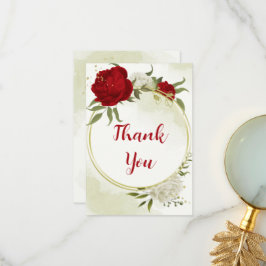 赤い花は緑葉 サンキューカード