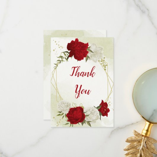 赤い花は緑葉 サンキューカード (正面/裏面インサイチュ)