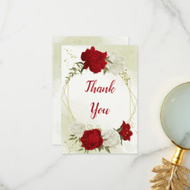 赤い花は緑葉 サンキューカード