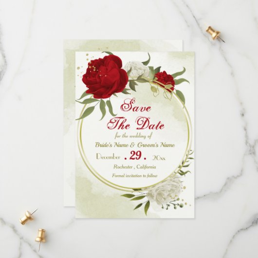 赤い花は緑葉 セーブザデート (正面/裏面インサイチュ)