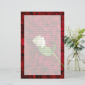 赤い花びらの白いバラ 便箋 (スタンド正面)