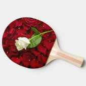 赤い花びらの白いバラ 卓球ラケット (横)