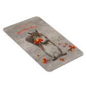 赤い花をパーソナライズした可愛いリス マグネット (右側)